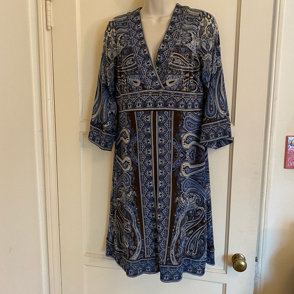 Beautiful INC Blue Paisley Dress, Large